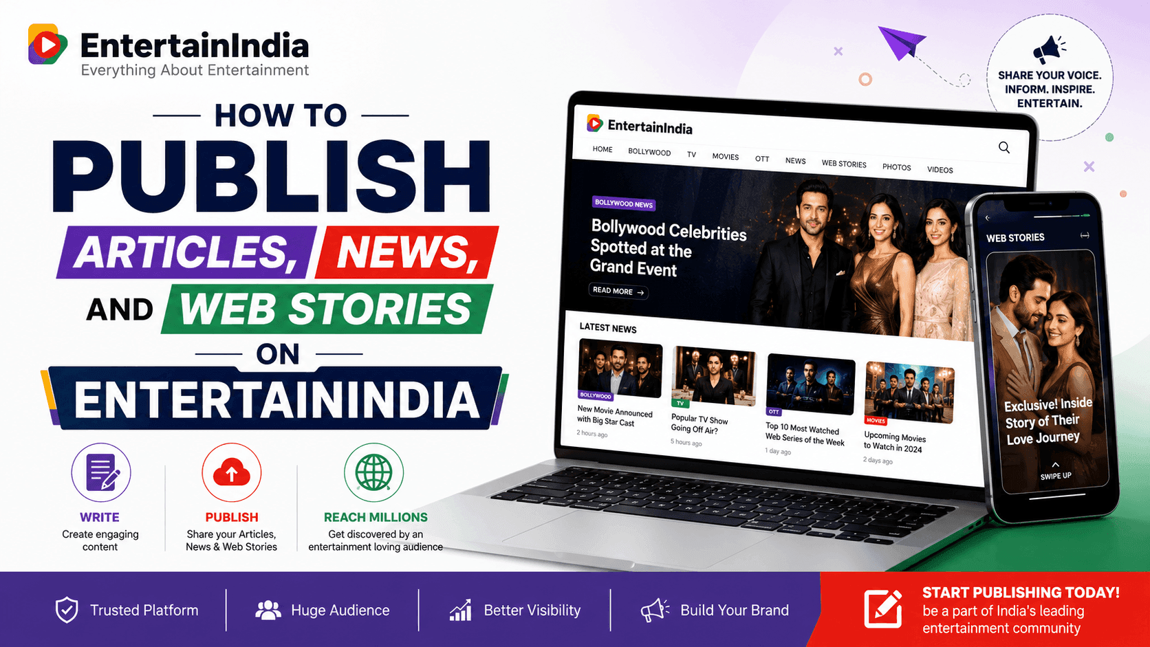 How to Publish Articles, News, and Web Stories on EntertainIndia