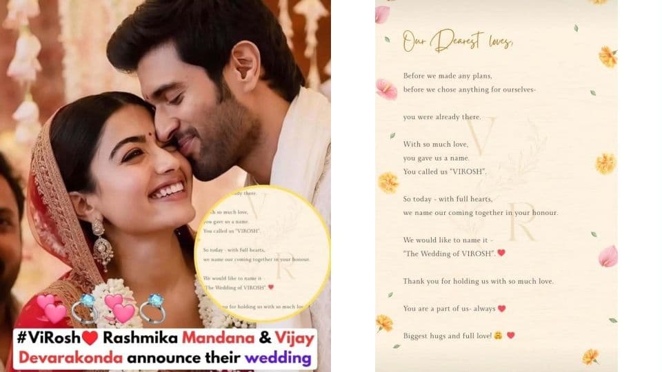 Wedding Name of Vijay and Rashmika Is ‘Virosh’